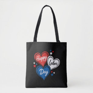 Frohen Tag der Arbeit Patriotische Herzen Rot Weiß Tasche