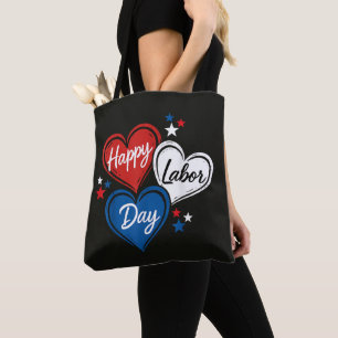Frohen Tag der Arbeit Patriotische Herzen Rot Weiß Tasche
