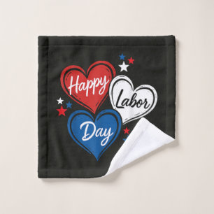 Frohen Tag der Arbeit Patriotische Herzen Rot Weiß Waschlappen