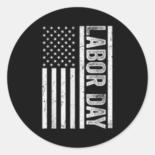 Frohen Tag der Arbeit Vintage Amerikanische Flagge Runder Aufkleber