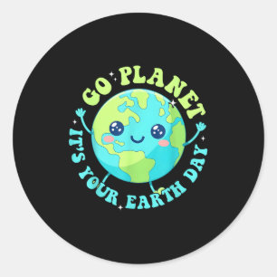 Frohen Tag der Erde 2026 süßer Planet Umwelt Männe Runder Aufkleber