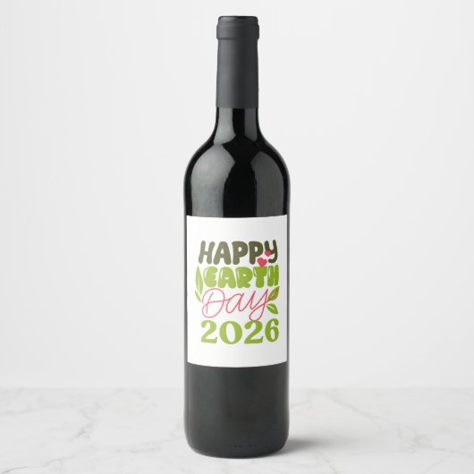 Frohen Tag der Erde 2026 Weinetikett (Vorderseite)
