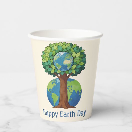 Frohen Tag der Erde Baum Natur Illustration Pappbecher (Vorderseite)