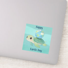 Frohen Tag der Erde Schildkröte mit Globus Aufkleber
