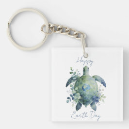 Frohen Tag der Erde Schildkröten-Design Schlüsselanhänger
