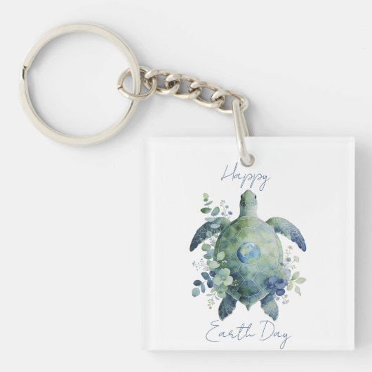 Frohen Tag der Erde Schildkröten-Design Schlüsselanhänger (Vorderseite)