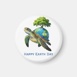 Frohen Tag der Erde Schildkröten Planet und Baum Magnet