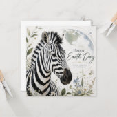 Frohen Tag der Erde Zebra-Wildlife Karte (Vorderseite/Rückseite Beispiel)
