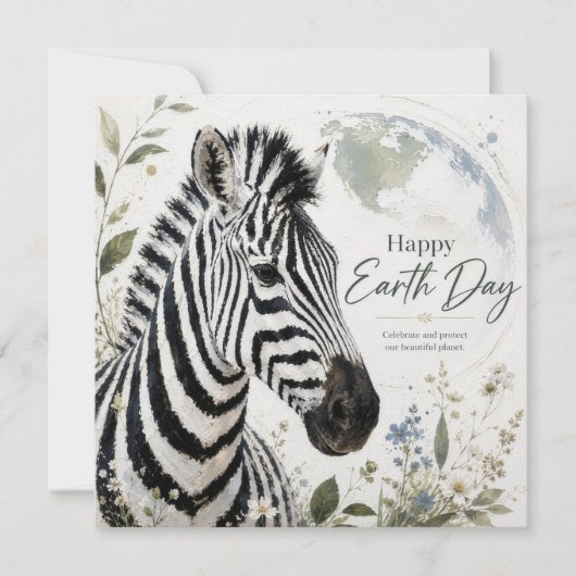 Frohen Tag der Erde Zebra-Wildlife Karte (Vorderseite)