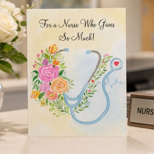 Frohen Tag der Krankenpfleger Florales Stethoskop Karte