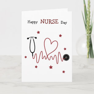 Frohen Tag der Krankenschwester Herzschlag Stethos Karte