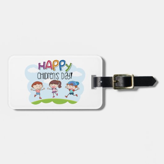 Frohen Tag des Kindes Kinderfeier Gepäckanhänger (Vorderseite horizontal)