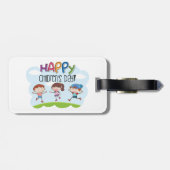 Frohen Tag des Kindes Kinderfeier Gepäckanhänger (Rückseite horizontal)