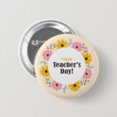 Frohen Tag des Lehrers Wilde Blumen Button (Vorne & Hinten)