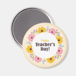 Frohen Tag des Lehrers Wilde Blumen Magnet