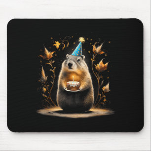 Frohen Tag des Murmeltieres Murmeltier mit Geburts Mousepad