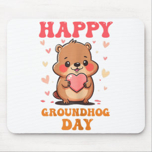 Frohen Tag des Murmeltieres Niedliche Groovy-Kunst Mousepad