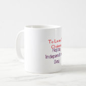 Frohen Unabhängigkeitstag rot blau Name Datum einf Kaffeetasse (Vorderseite Links)