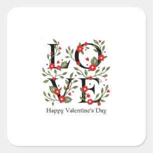 Frohen Valentinstag 2023 - Liebesbilder Stylisch Quadratischer Aufkleber