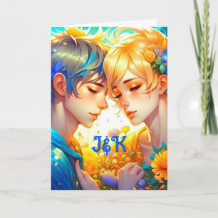 Frohen Valentinstag   Anime-Junge und -Mädchen Karte