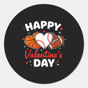 Frohen Valentinstag Basketball Baseball Football  Runder Aufkleber