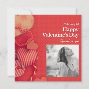 Frohen Valentinstag Benutzerdefiniertes Foto Rote  Feiertagskarte