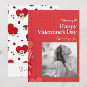 Frohen Valentinstag Benutzerdefiniertes Foto Rote Feiertagskarte (Vorne/Hinten)