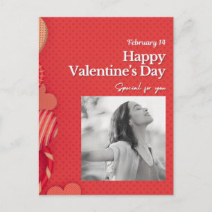Frohen Valentinstag Benutzerdefiniertes Foto Rote Postkarte