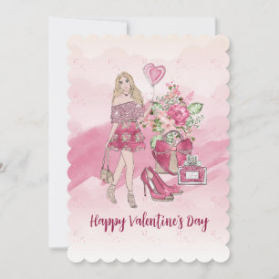 Frohen Valentinstag Blondine Feiertagskarte