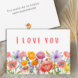 Frohen Valentinstag – Blumiges Ich liebe Dich Wild Feiertagskarte