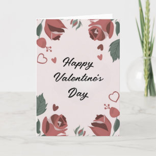 Frohen Valentinstag Blumiges Rosenherz Karte