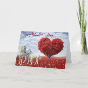 Frohen Valentinstag Einhorn-Mutter und Fohlen Karte