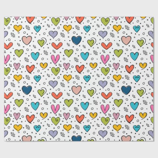 Frohen Valentinstag Farbige Herzen  Geschenkpapier (Flach)