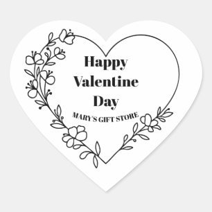 Frohen Valentinstag Firmenname Klassisch Rund Herz-Aufkleber