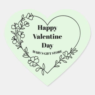 Frohen Valentinstag Firmenname  Klassisch Rund Herz-Aufkleber