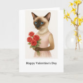 Frohen Valentinstag für Siamese-Katzenliebhaber Karte (Gelbe Blume)