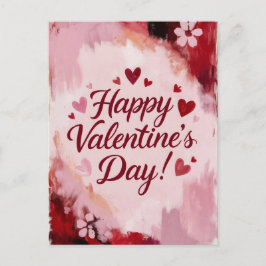 Frohen Valentinstag! Gemalte Pinselstriche Feiertagspostkarte