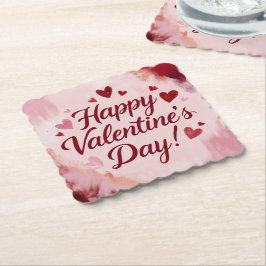Frohen Valentinstag! Gemalte Pinselstriche Untersetzer