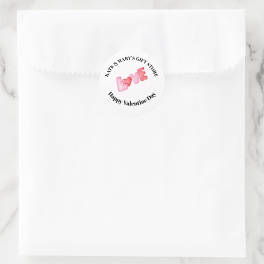 Frohen Valentinstag Geschäft Name  Runder Aufkleber (Tasche)
