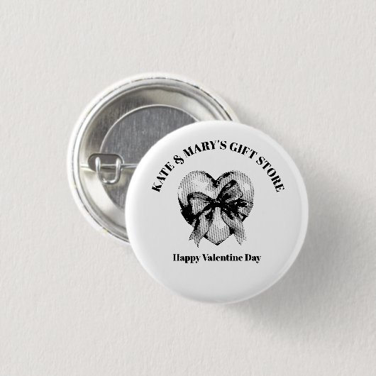 Frohen Valentinstag Geschäftname Button (Vorne & Hinten)