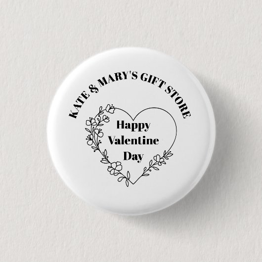 Frohen Valentinstag Geschäftsnamen Button (Vorderseite)