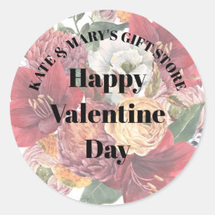 Frohen Valentinstag Geschäftsnamen Runder Aufkleber
