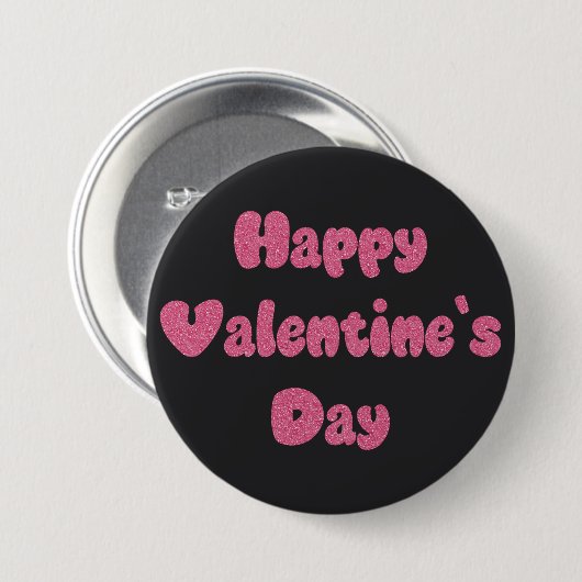 Frohen Valentinstag Glitter Button (Vorne & Hinten)