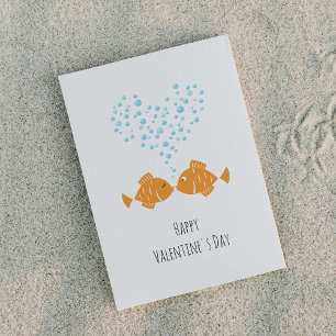 Frohen Valentinstag Goldene Fische Liebesherz  Feiertagspostkarte