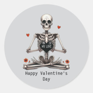 Frohen Valentinstag Gothic skeleton Runder Aufkleber