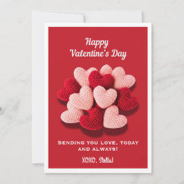 Frohen Valentinstag Häkeln Herz Flachkarte Feiertagskarte