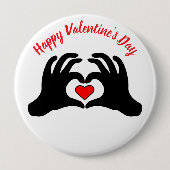 Frohen Valentinstag Heart Hands Button (Vorderseite)