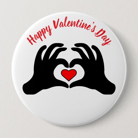 Frohen Valentinstag Heart Hands Button (Vorderseite)