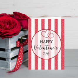 Frohen Valentinstag Heart Stripes Gefaltet Feiertagskarte