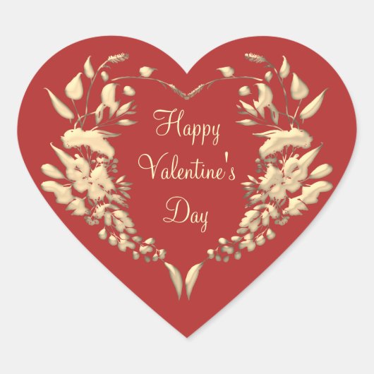 Frohen Valentinstag Herz-Aufkleber (Vorderseite)